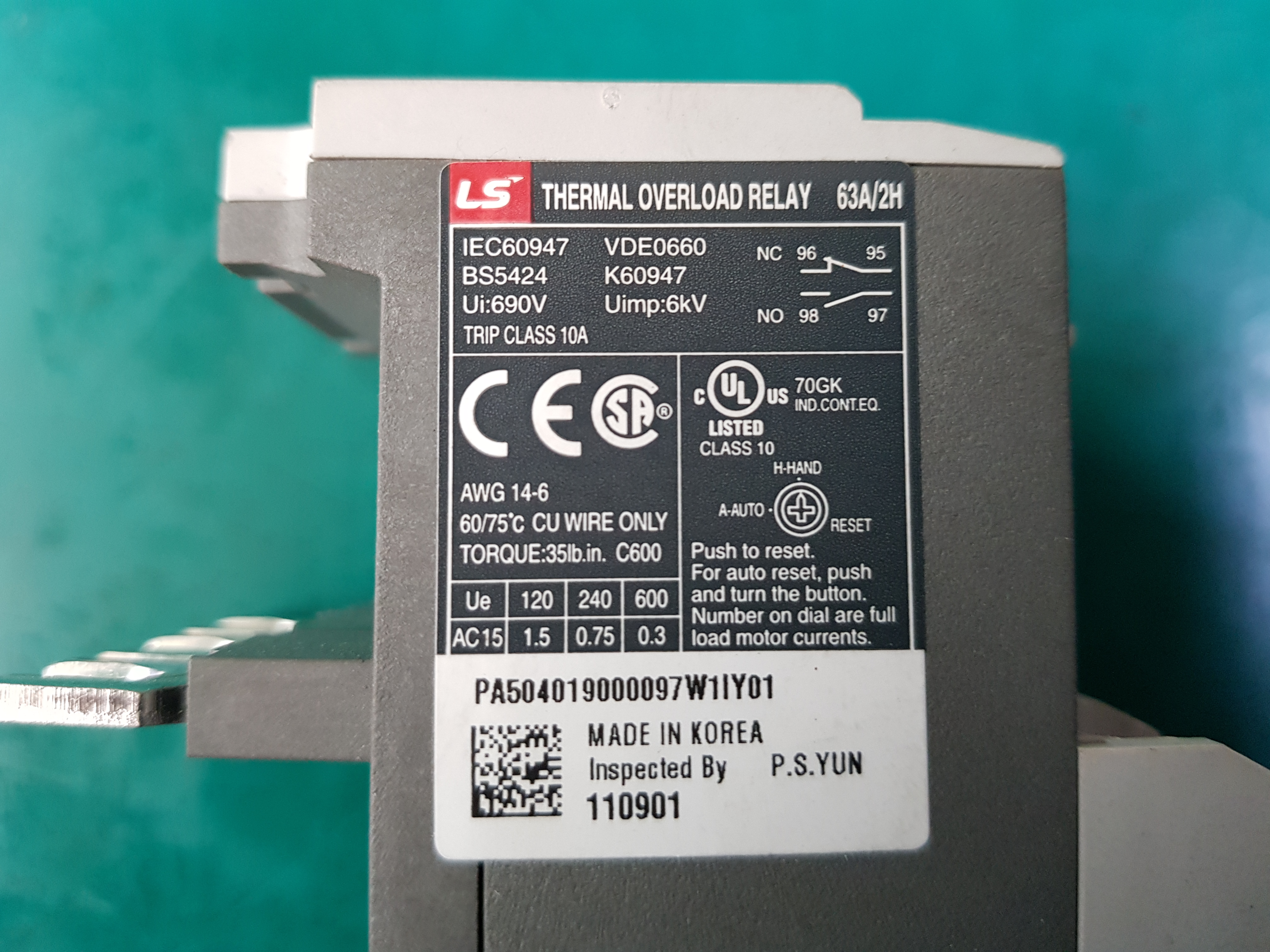 THERMAL OVERLOAD RELAY MT-63(중고)