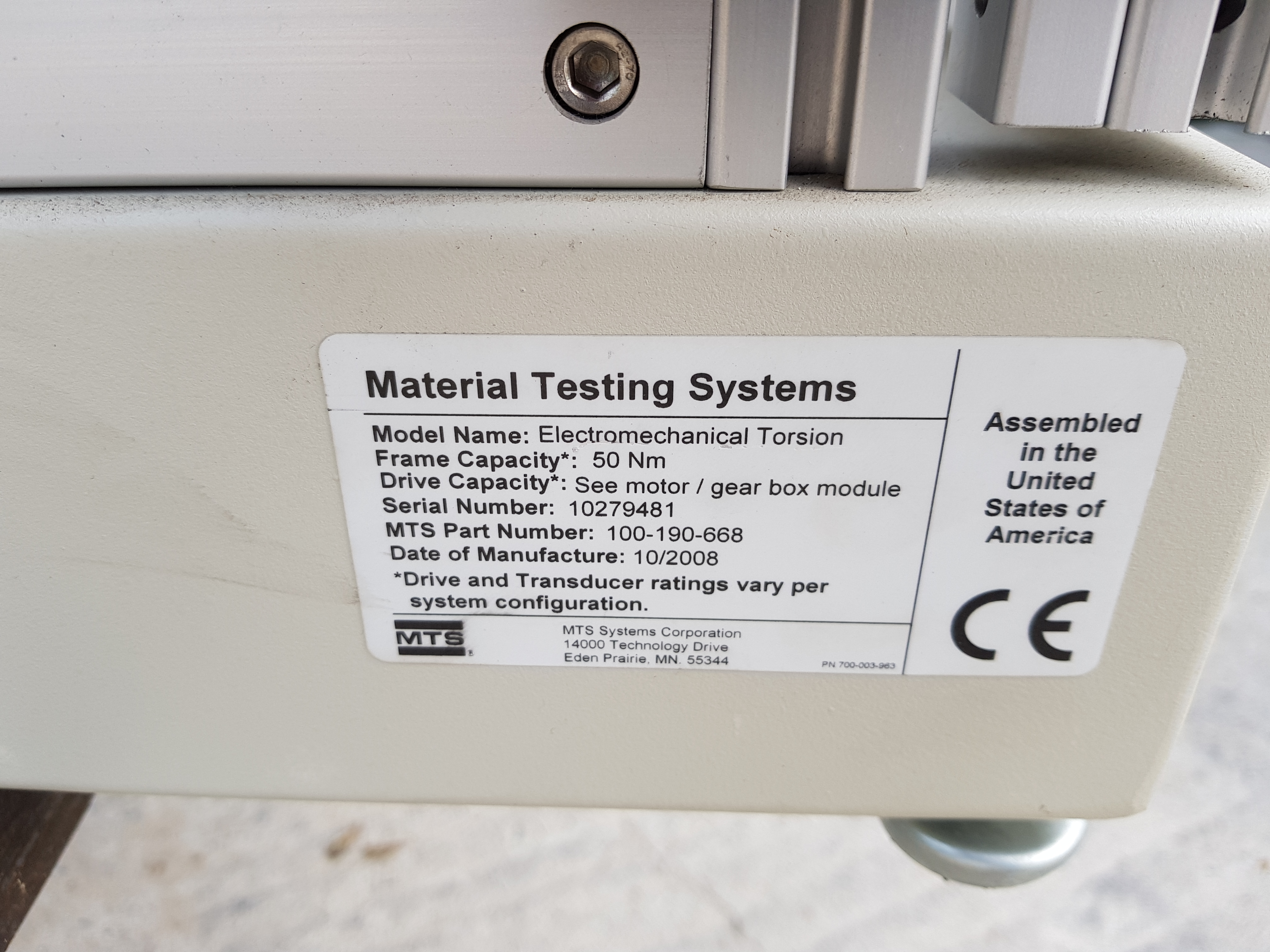 Material Testing system Electromechanical Torsion RENEW/E 100-190-668 (중고)