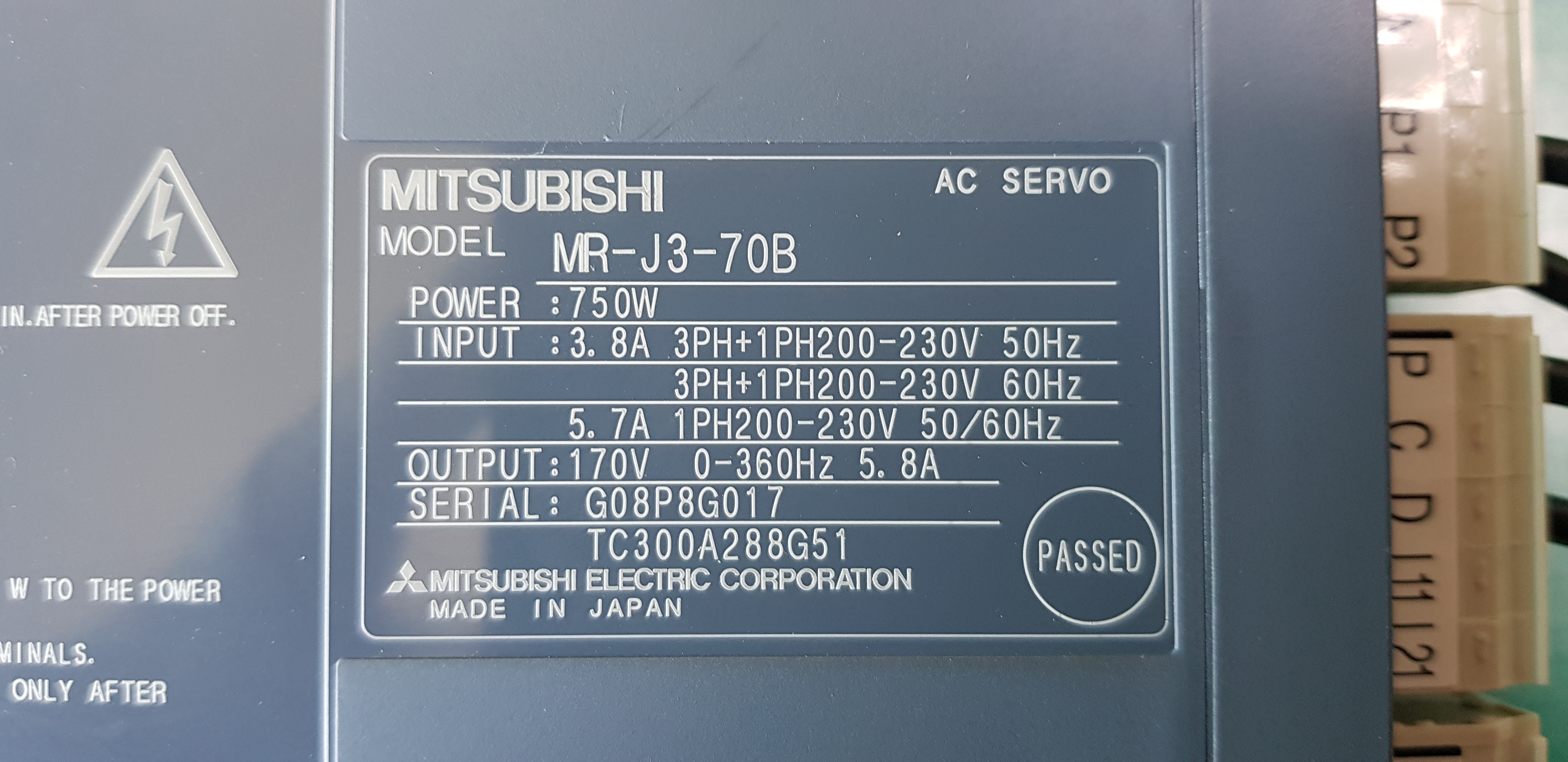 (A급-미사용품)MITSUBISHI AC SERVO DRIVER MR-J3-70B 미쓰비씨 서보 드라이브