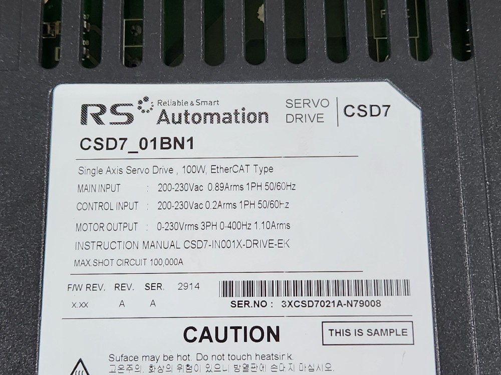 RS-AUTOMATION SERVO DRIVE CSD7-01BN1 RS오토메이션 서보 드라이브 (중고)