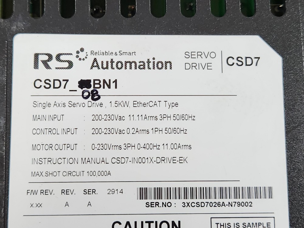 RS-AUTOMATION SERVO DRIVE CSD7-08BN1 RS오토메이션 서보 드라이브 (중고)