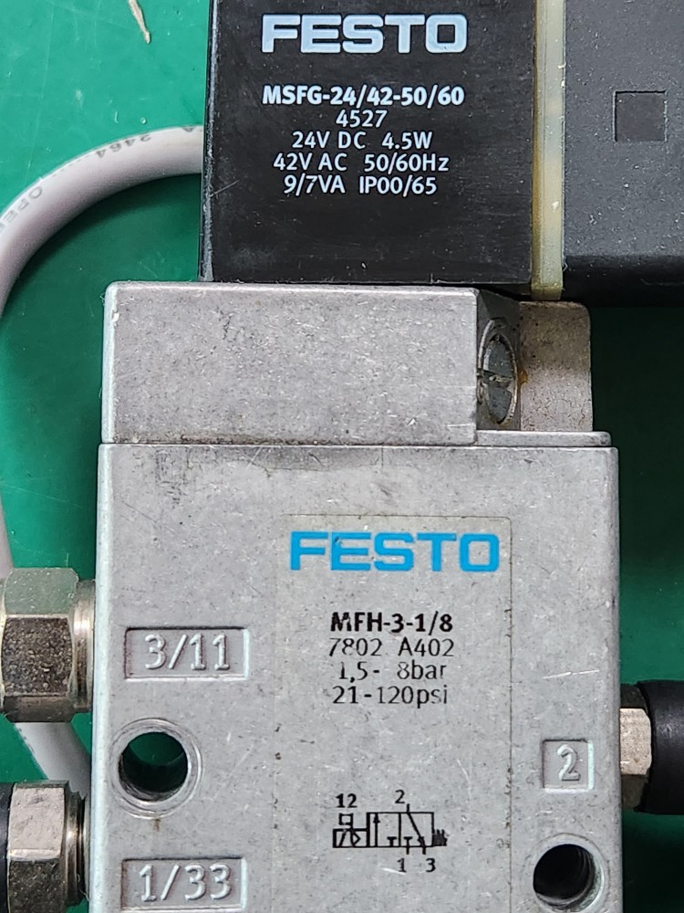 FESTO SOLENOID VALVE MSFG-24/42-50/60 + MFH-3-1/8 , MSG-24 + MC-2-1/8  훼스토 솔벨브 (중고)