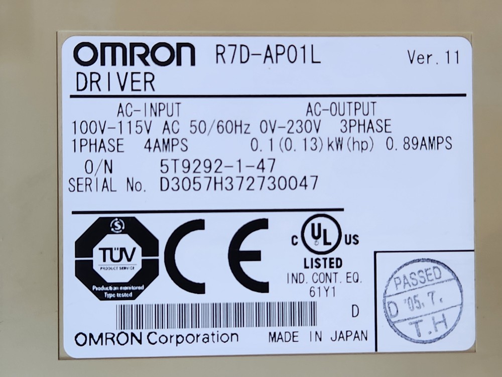 OMRON SERVO DRIVE R7D-AP01L 오므론 서보 드라이브 (중고)