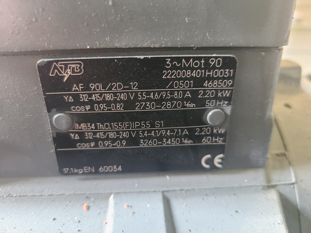 ATB PUMP MOTOR AF90L/2D-12 +CY-4281.0134 (중고) 펌프모터