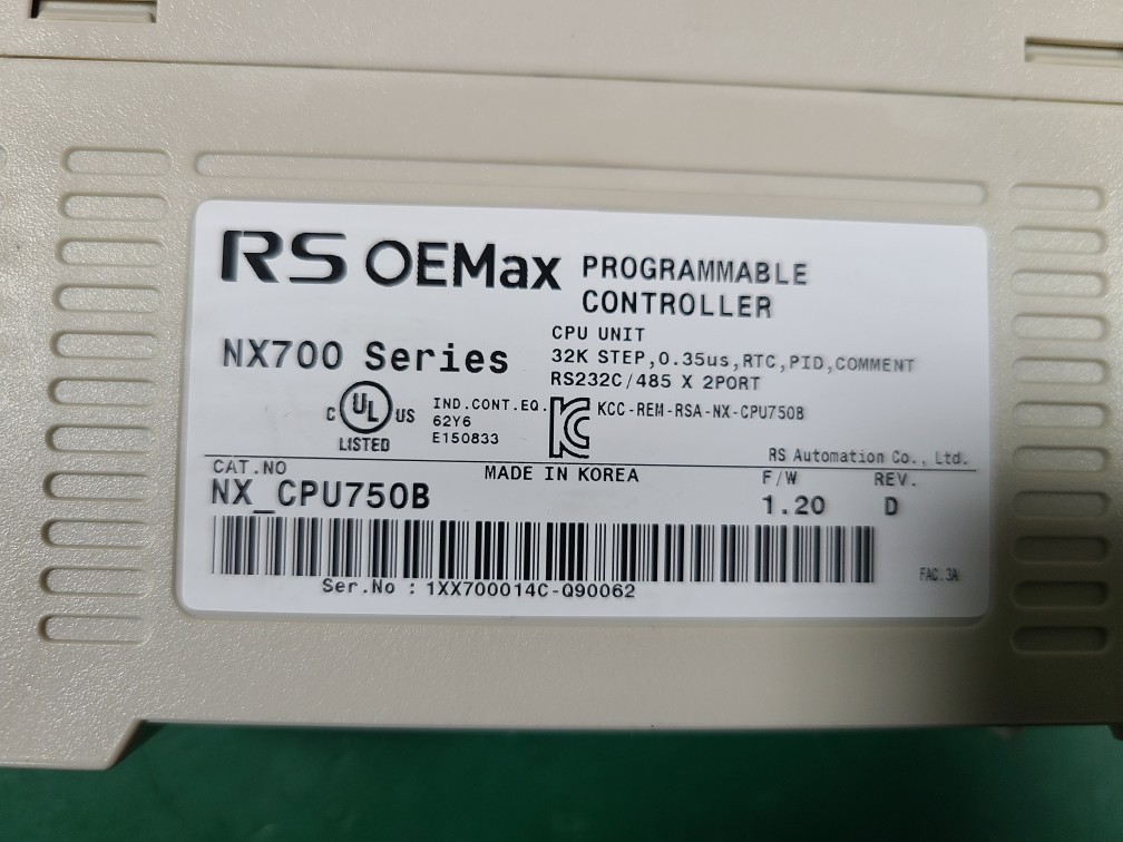 RS AUTOMATION PLC CPU NX-CPU750B (중고) 알에스오토메이션 피엘씨 씨피유